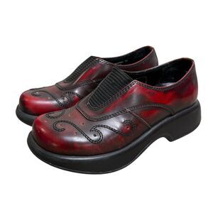 Dansko Golden Gate Leather Clogs Vintage Y2K  Red Black Portugal Womens Size 36